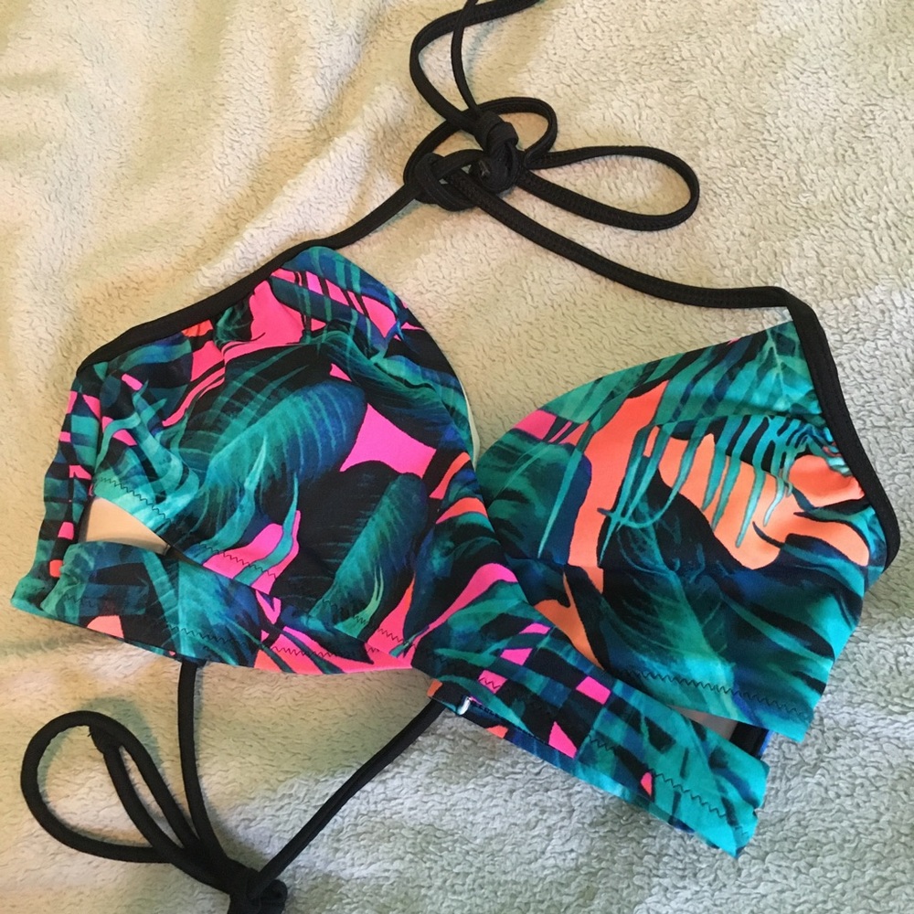 PINK Lace Up Back Body Wrap Swimsuit Top NWOT